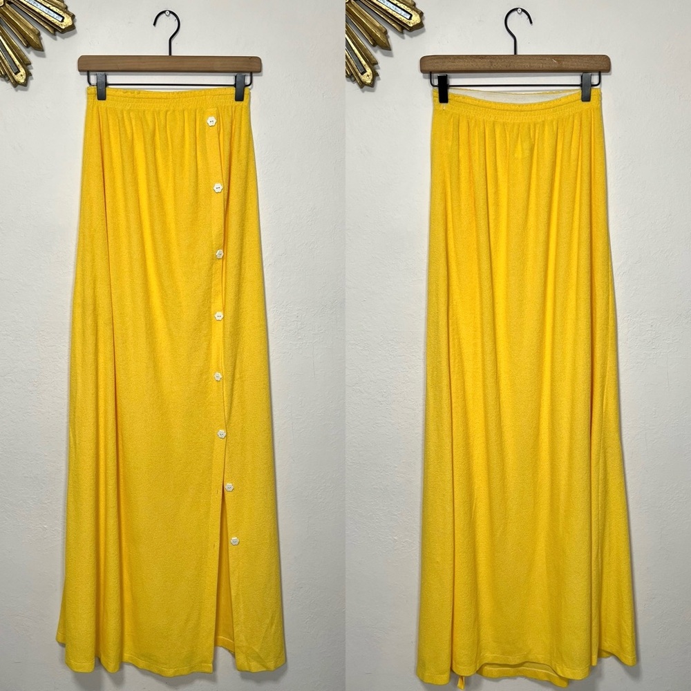 Vintage Rutledge Yellow Button Front Maxi Towel Dress Skirt Coverup - Picture 3 of 11